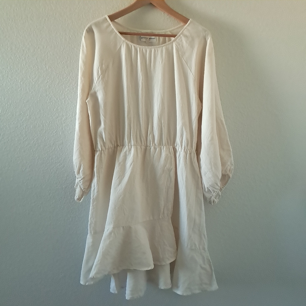 Apiece Apart Faux Wrap Linen Dress Ivory Size 8 Coastal Classic Romantic
